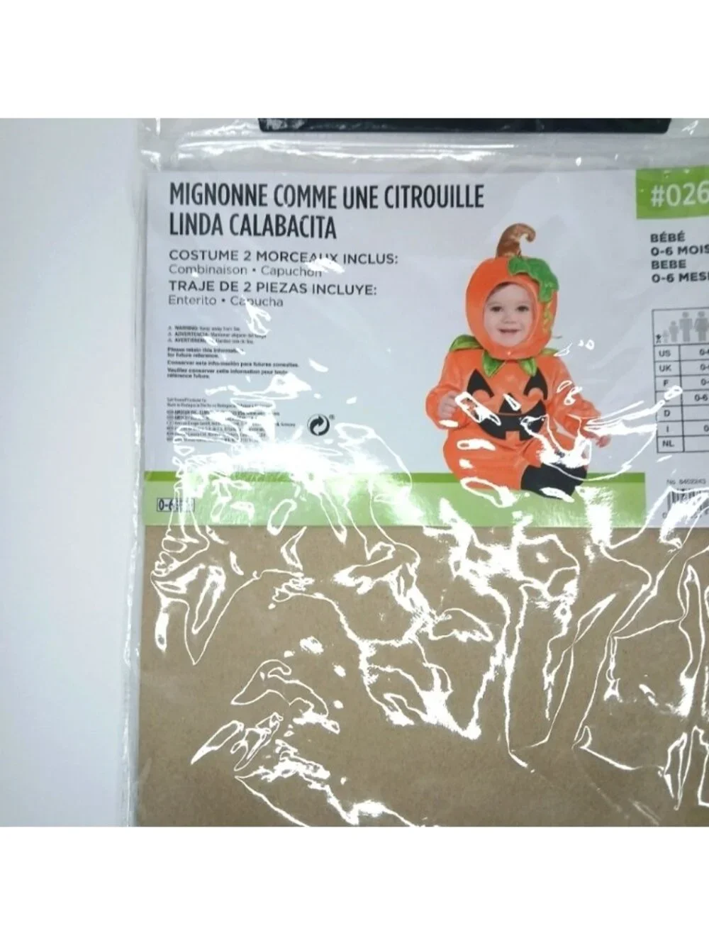 Infant Pumpkin Halloween Costume 0-6 Months Velour Jumpsuit & Hood 2PC
